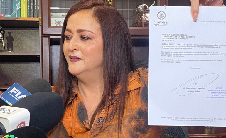  “La gota que derramó el vaso fue Corral”: Susana Prieto renuncia al Grupo Parlamentario de Morena y se declara sin partido