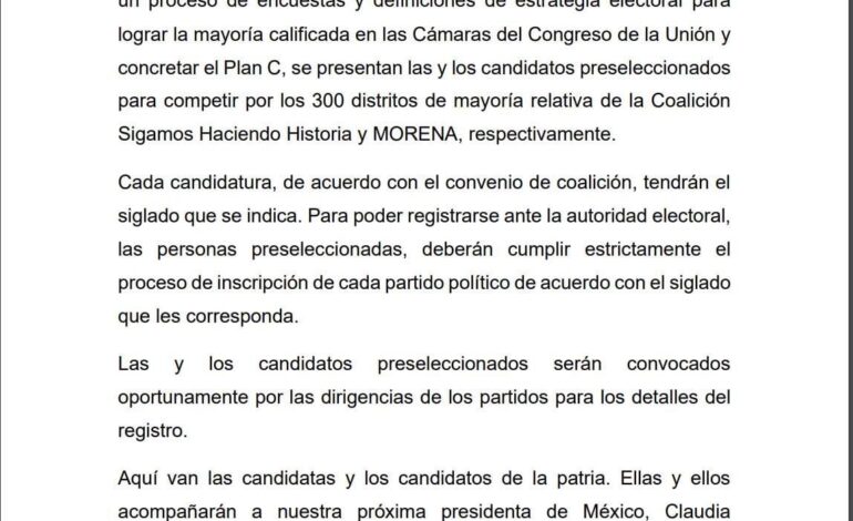  Publica Morena lista de candidatos a diputaciones federales por Chihuahua