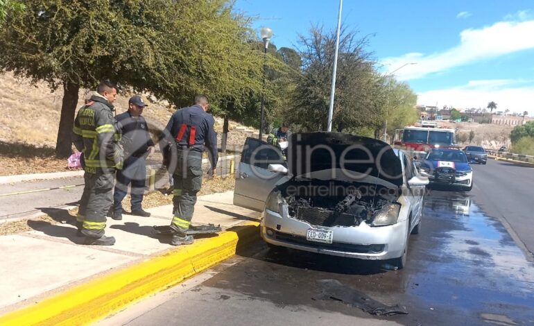  Corto circuito provoca incendio en auto sobre la Teófilo Borunda