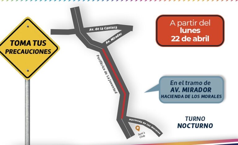  ¡Alerta Vial! Toma precaución por intervención en el Periférico De la Juventud a partir del 22 de abril