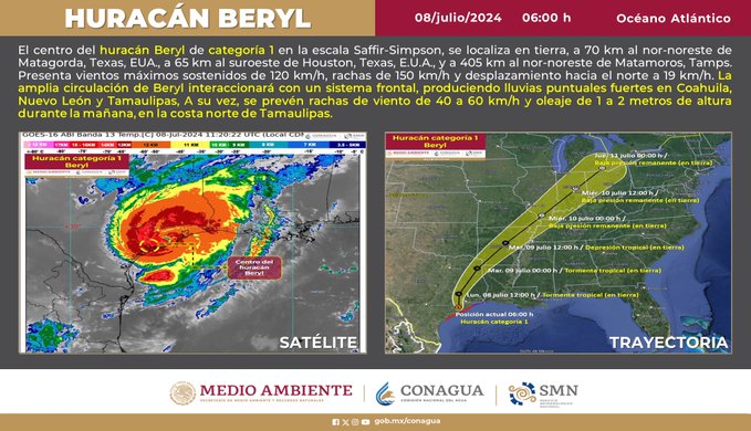  Beryl azota la costa de Texas; alertan por inundaciones y fuertes vientos en el área de Houston