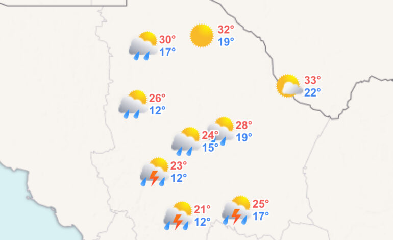  Prevén más lluvias durante este martes en territorio estatal; máxima será de 28°C en Chihuahua capital