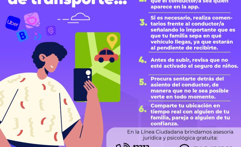  Comparte Línea Ciudadana de FICOSEC recomendaciones al usar plataformas de transporte