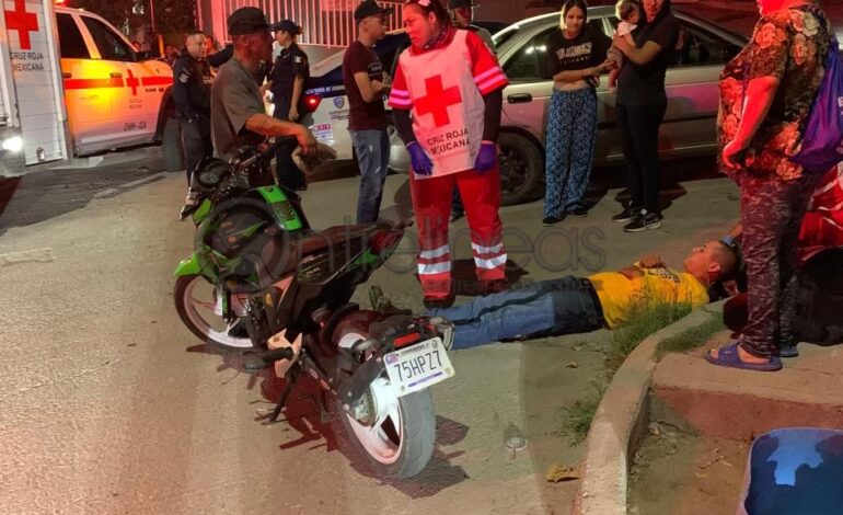  Joven motociclista se accidenta al evitar atropellar a un perro en colonia Cerro de la Cruz