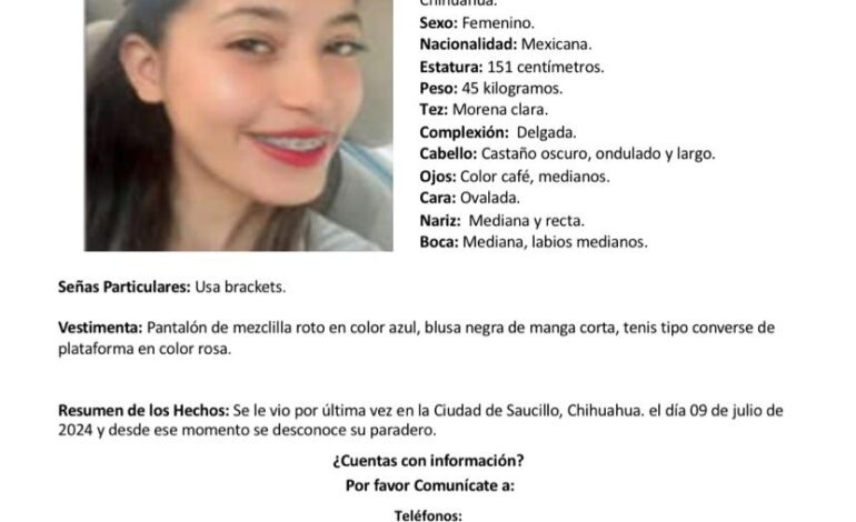 Ofrecen recompensa de 200 mil pesos en búsqueda de Fernanda Anais