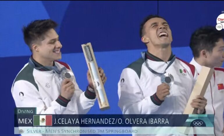  Paris 2024: los mexicanos Olvera y Celaya obtienen medalla de plata en trampolín 3m