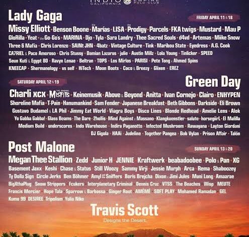  Coachella 2025: Lady Gaga, Green Day y Post Malone; aquí el cartel completo