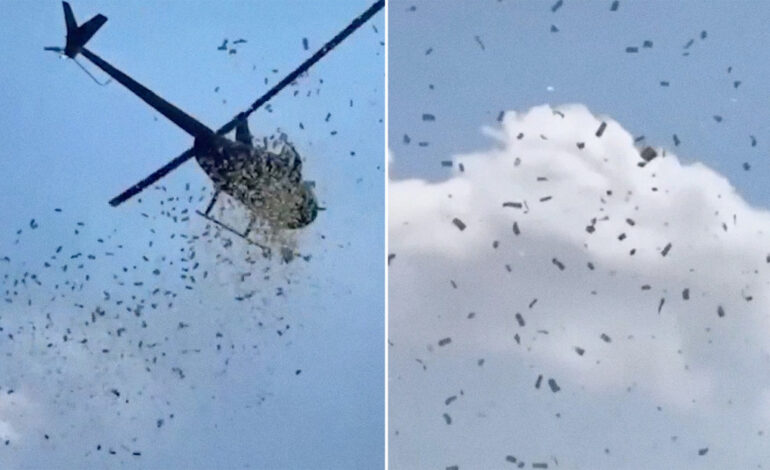  Lanzan miles de dólares desde un helicóptero sobre calles de Detroit