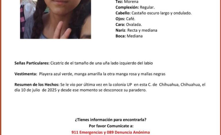  Mantiene FEM diligencias de búsqueda de niña en Chihuahua