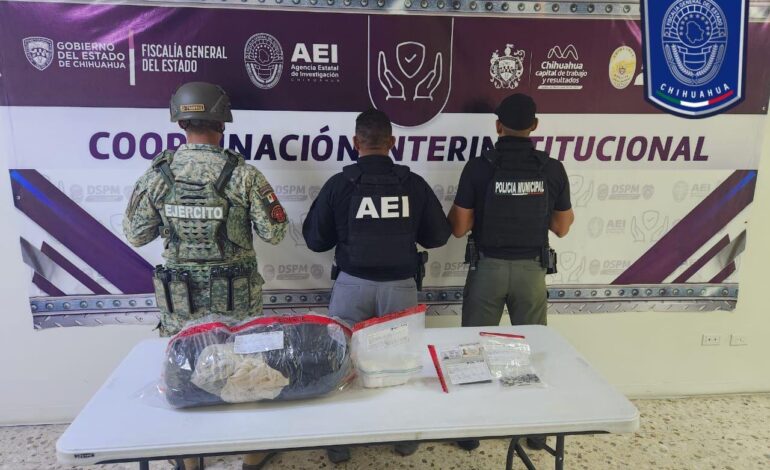  Asegura Fiscalía drogas y cartuchos durante cateo en la colonia Junta de los Ríos