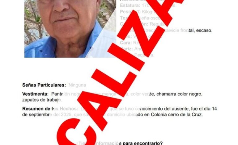  Localiza Fiscalía a adulto mayor reportado ausente en la colonia Cerro de la Cruz