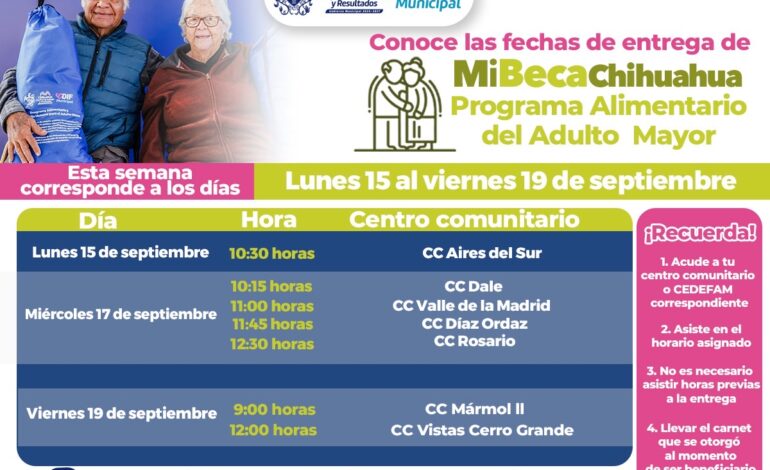  Informa DIF Municipal dónde acudir por tu apoyo PAAM del 15 al 19 de septiembre