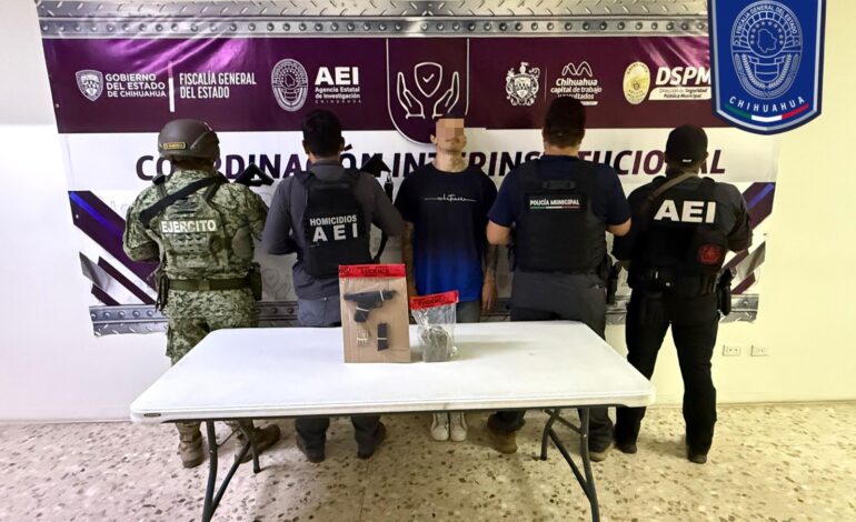  Detenido en flagrancia por posesión de narcóticos y portación de arma de fuego en Vista San Guillermo