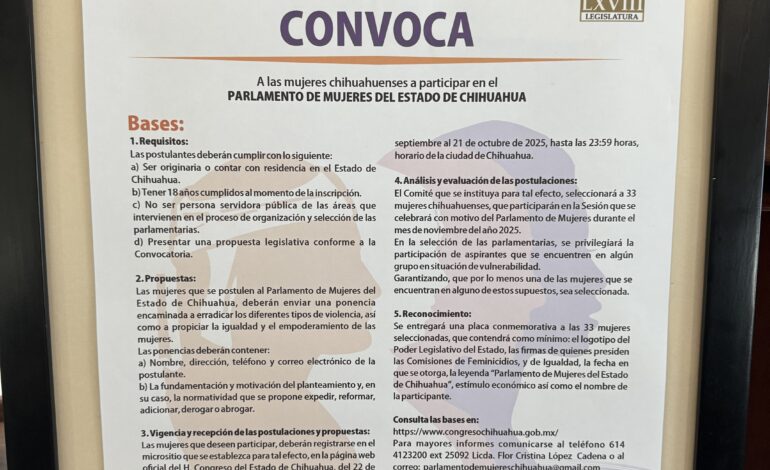  Convocan al Parlamento de Mujeres 2025