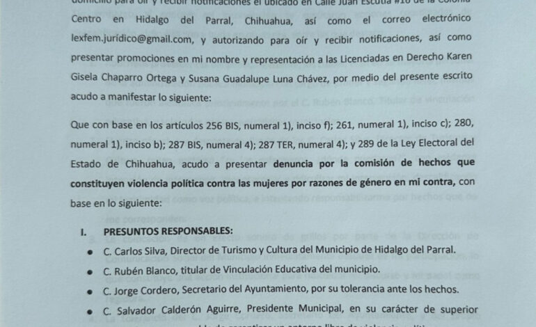  Denuncia regidora Larissa Martínez violencia política de género en Parral