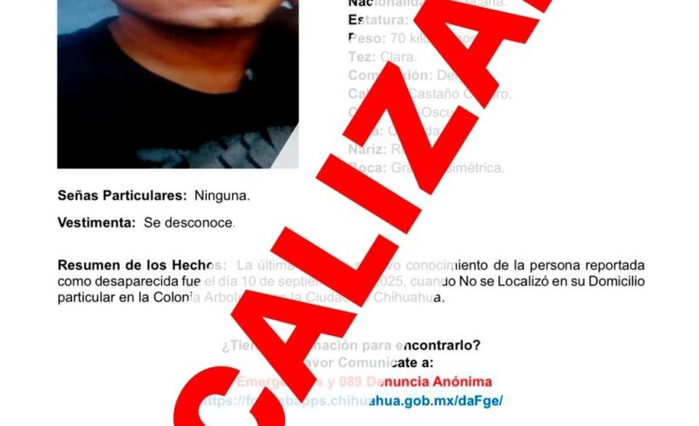  Localiza Fiscalía a hombre reportado ausente en la colonia Arboledas