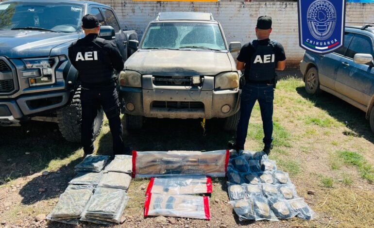  Asegura Fiscalía de Operaciones Estratégicas armas de fuego, ropa tipo camuflaje y cartuchos en Casas Grandes
