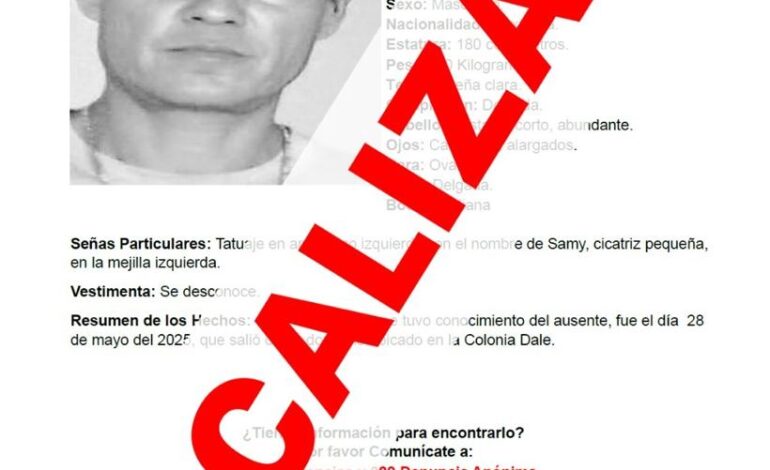  Localiza Fiscalía a masculino reportado ausente la colonia Dale