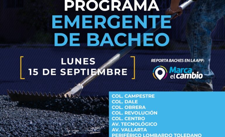 Conoce las zonas donde Municipio aplicará bacheo este 15 de septiembre