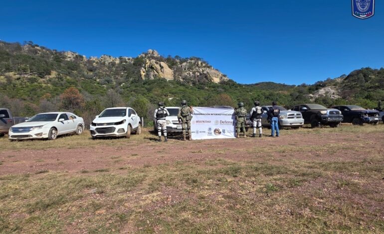  Aseguran en Moris 9 vehículos, 8 con reporte de robo
