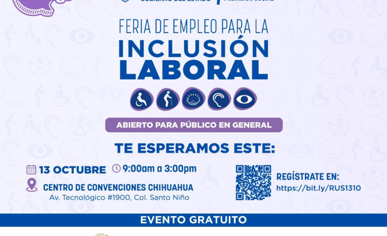 Invitan a la Feria de Empleo de la Inclusión con más de 2 mil 200 vacantes
