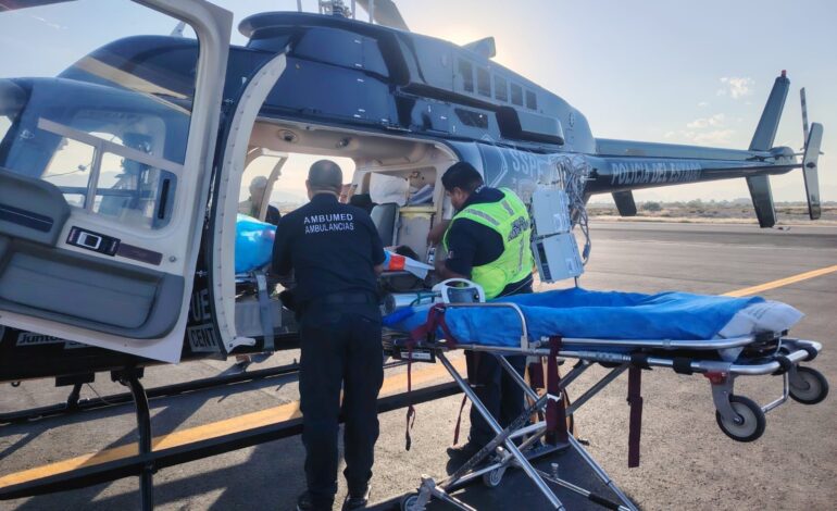 Realiza SSPE traslado aeromédico de emergencia de Ciudad Cuauhtémoc hasta Torreón