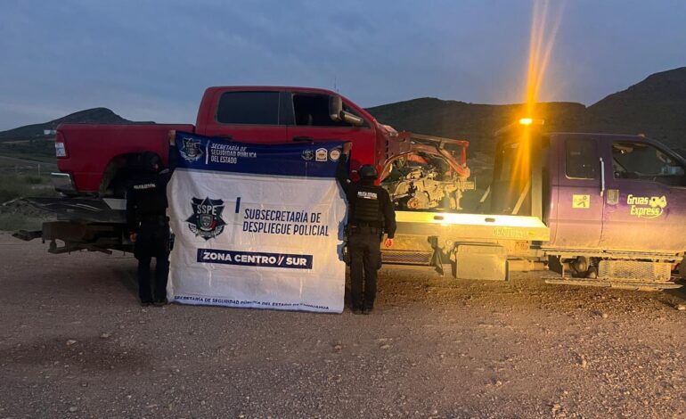  Asegura SSPE seis armas de fuego y siete vehículos en operativo mixto en Ojinaga