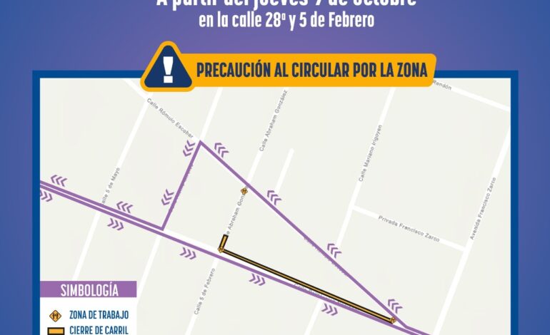  Cerrarán calles en Lomas del Santuario por reparación de drenaje