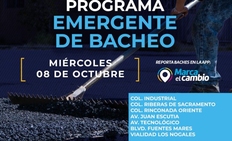  Estas zonas tendrán bacheo este miércoles 8 de octubre: Municipio