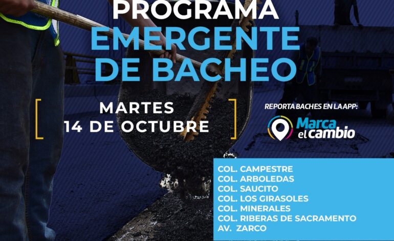 Estas zonas tendrán bacheo hoy 14 de octubre: Municipio