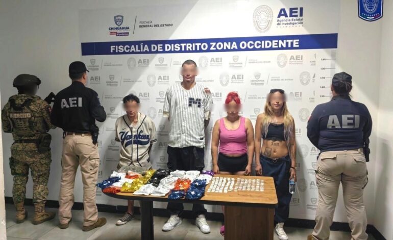Catean casa en ciudad Cuauhtémoc; detienen a 4 con drogas y dinero