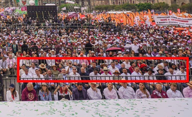  Adán Augusto, Monreal y “Andy” ya no estuvieron en primera fila en el mitin de Sheinbaum