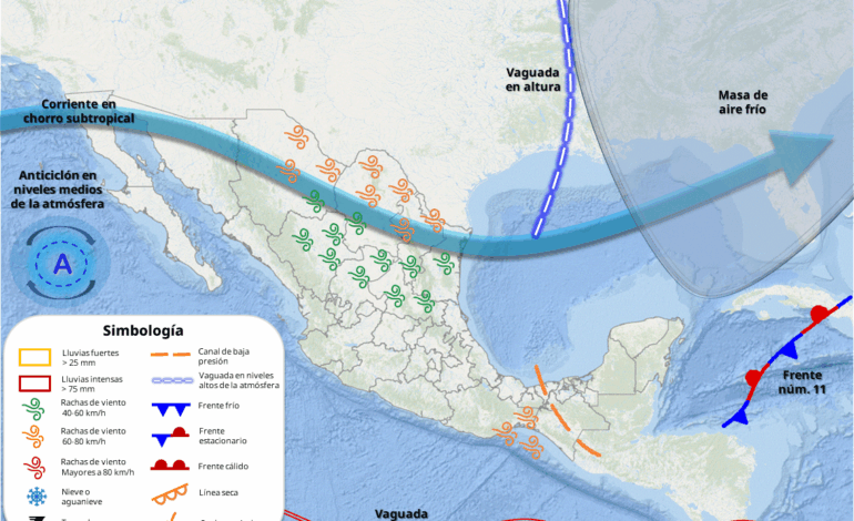  Se aleja el frente frío 11; prevén viernes frío al amanecer y noche, cálido durante el día