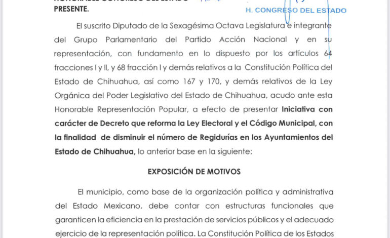 Esta es la iniciativa que presentó el GPPAN para reducir regidores en 65 Cabildos
