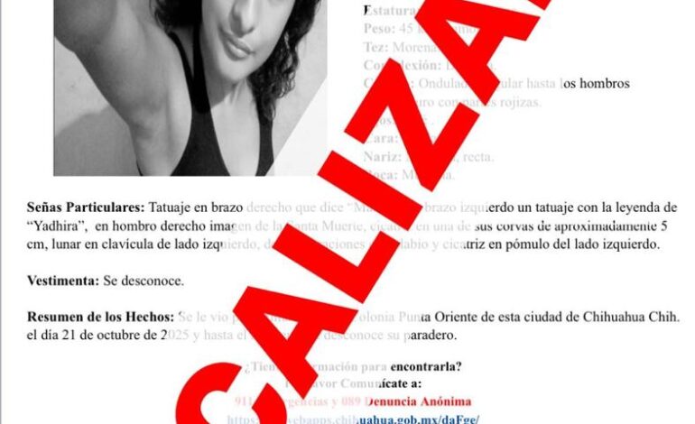  Localiza FEM a mujer con reporte de ausencia en la ciudad de Chihuahua