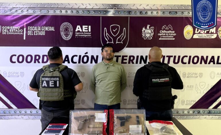  Arrestan en operativo conjunto a hombre con narcóticos y 2 armas de fuego
