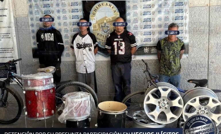 Detienen a cuatro por presunto robo a bodega al norte de la ciudad