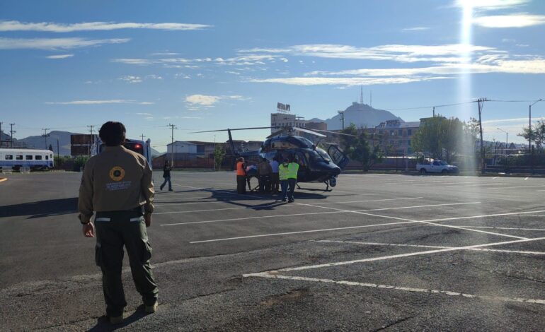  Realizan traslado aéreo adulta mayor que sufrió quemaduras
