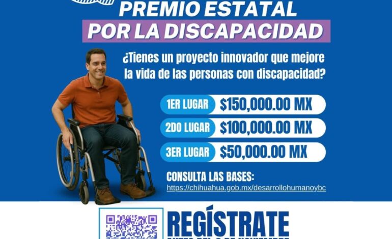  Cierra este 3 de noviembre convocatoria del Premio Estatal por la Discapacidad “Manuel Trueva Martínez 2025”