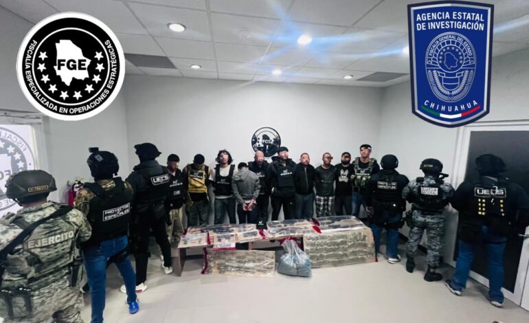  Ante el Ministerio Público 10 detenidos con armas y droga en El Sauz