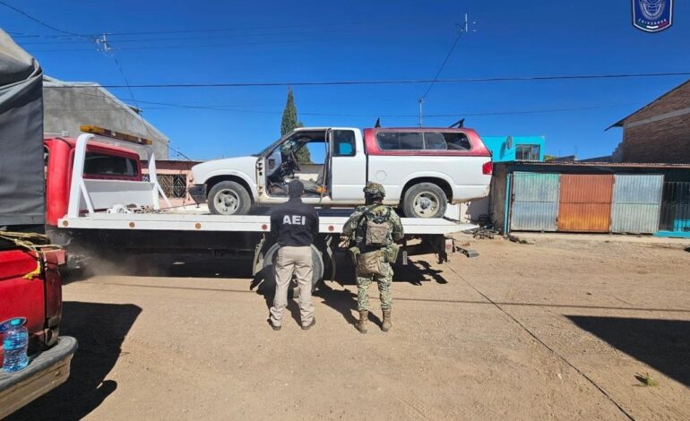  Localizan en cateo a vivienda una pick up robada y cristal