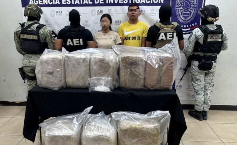  Detienen a pareja con 52 kilos de mariguana y metanfetaminas en Ciudad Juárez