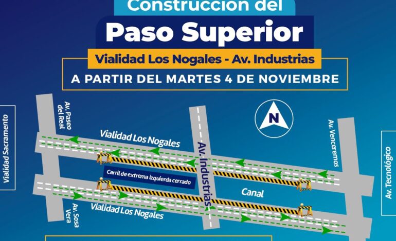  Habrá reducción a dos carriles por construcción de Paso Superior vialidad Los Nogales