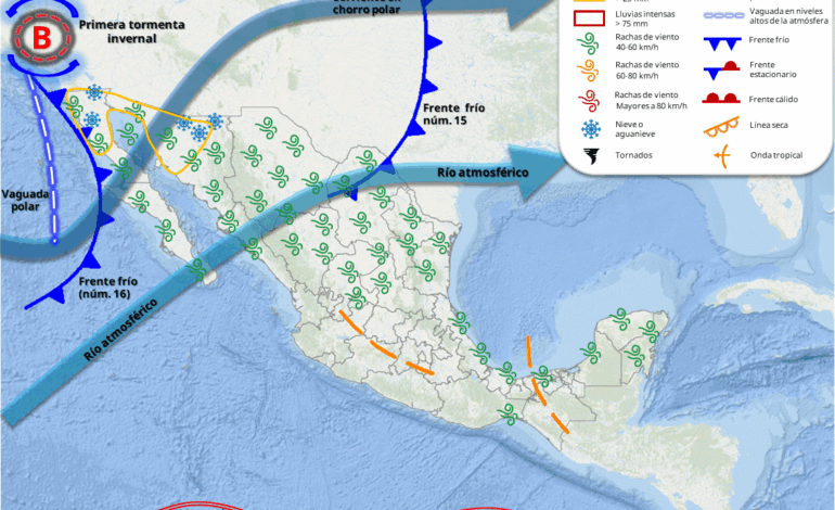  Frentes fríos 15 y 16 traerán bajas temperaturas a territorio estatal