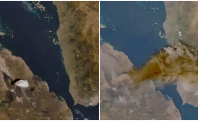  Desde el espacio, captan imágenes de la erupción de un volcán en Etiopía