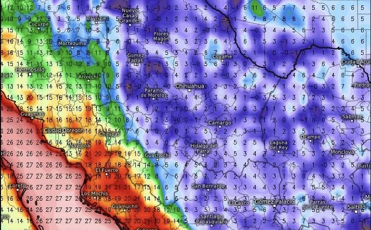  Prevén bajas temperaturas este martes debido al frente frío 13 y la masa de aire ártico