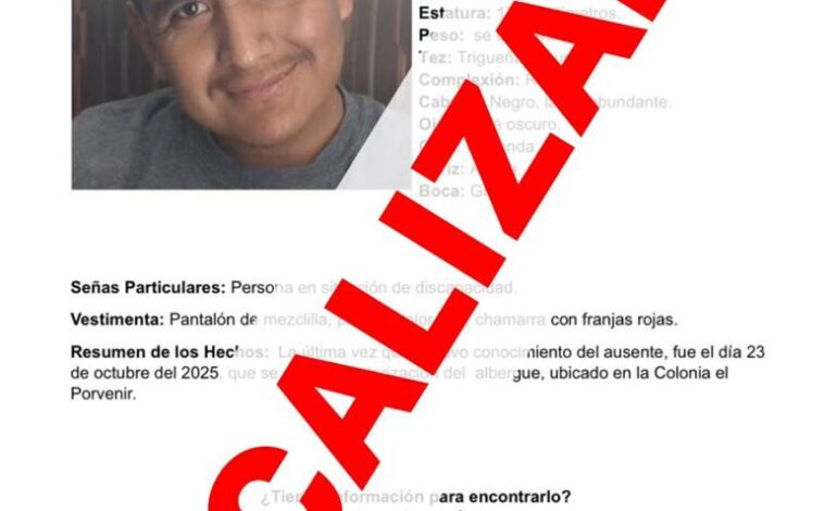  Localiza Fiscalía de Distrito a hombre con reporte de ausencia en El Porvenir