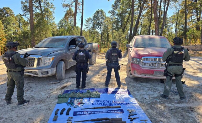  Asegura SSPE arsenal y vehículos con reporte de robo en Guachochi