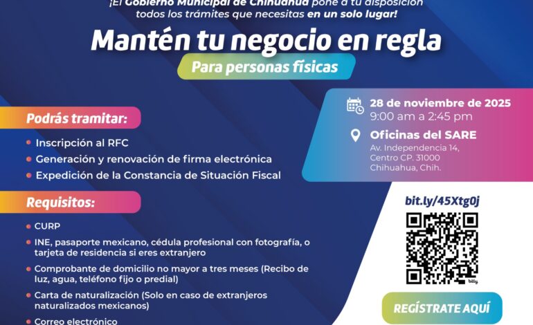  Anuncia Municipio jornada “SAT en el SARE”, aprovecha todos los trámites para tu negocio en un solo lugar