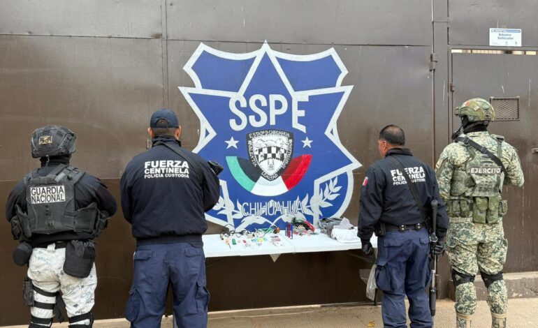  Realizan revisión extraordinaria en el Cereso de Parral, aseguran puntas y pipa hechiza